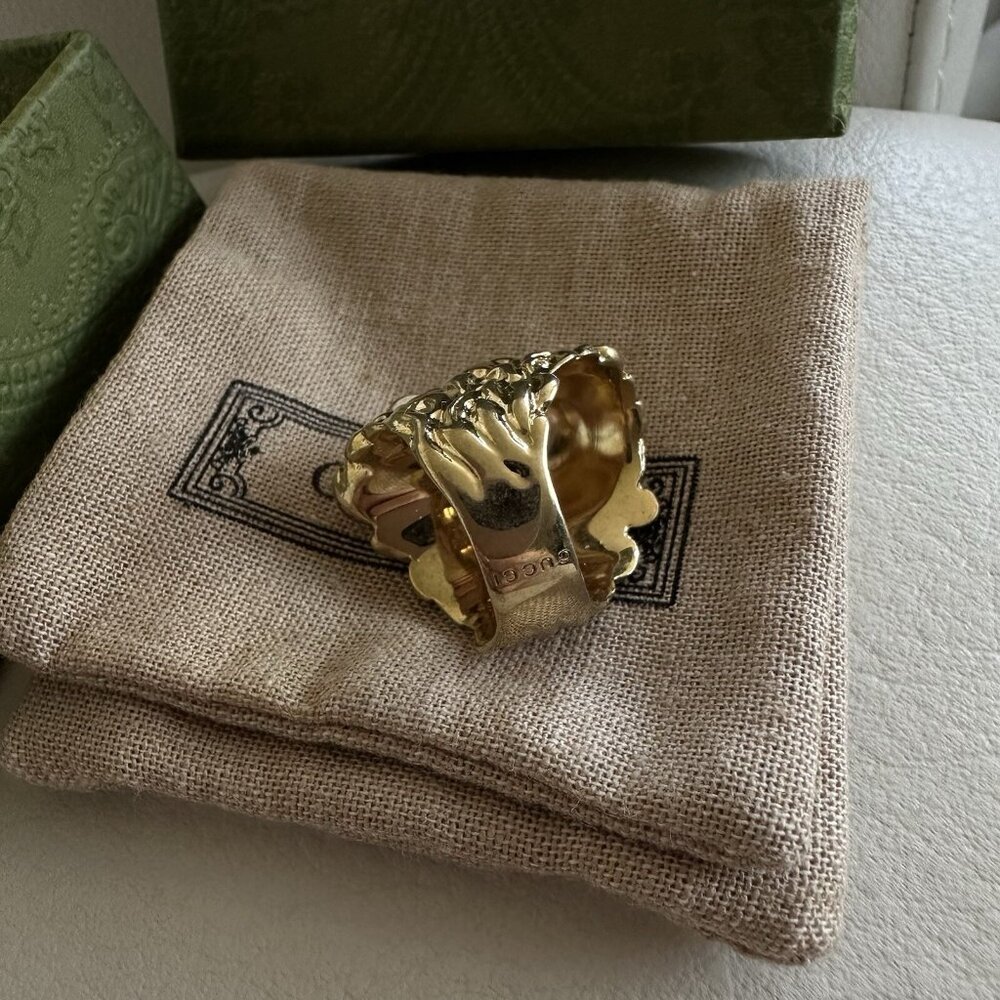 NEW Gucci Lion Ring White Crystal Size 16 IT 7.5 US - Picture 11 of 12